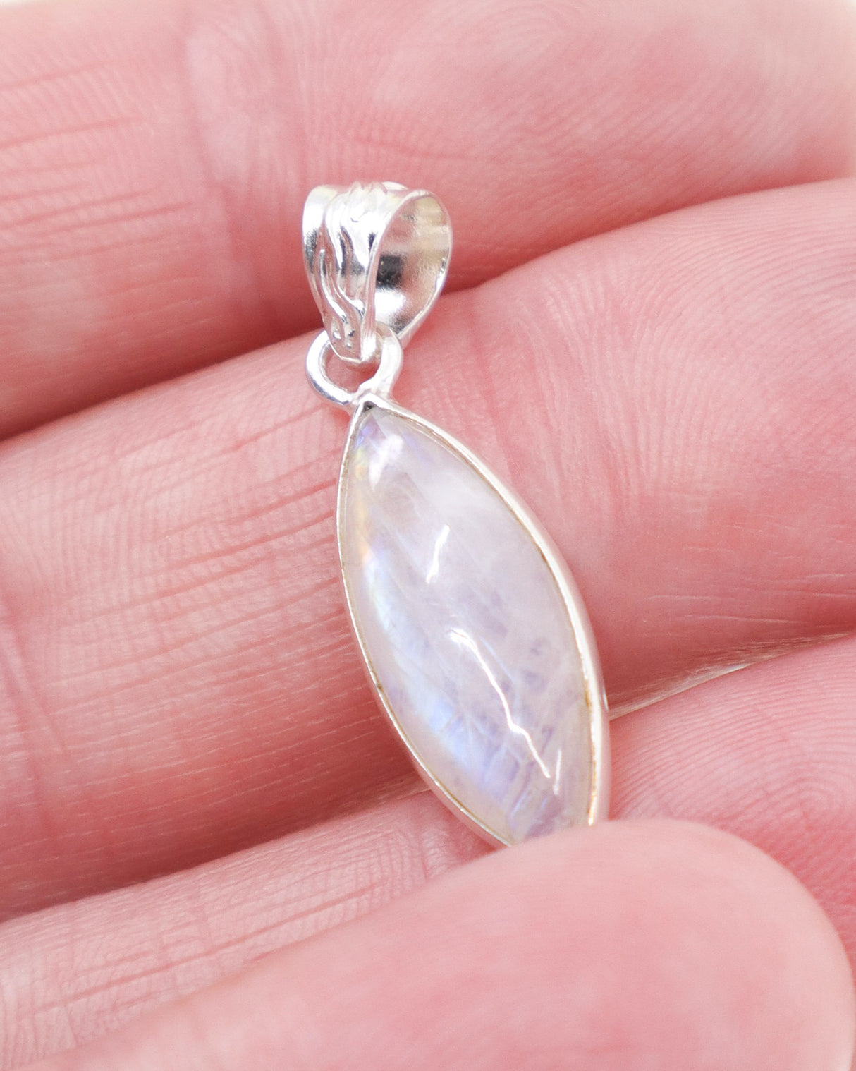 Rainbow Moonstone Sterling Silver Pendant | Divine Feminine & Intuition