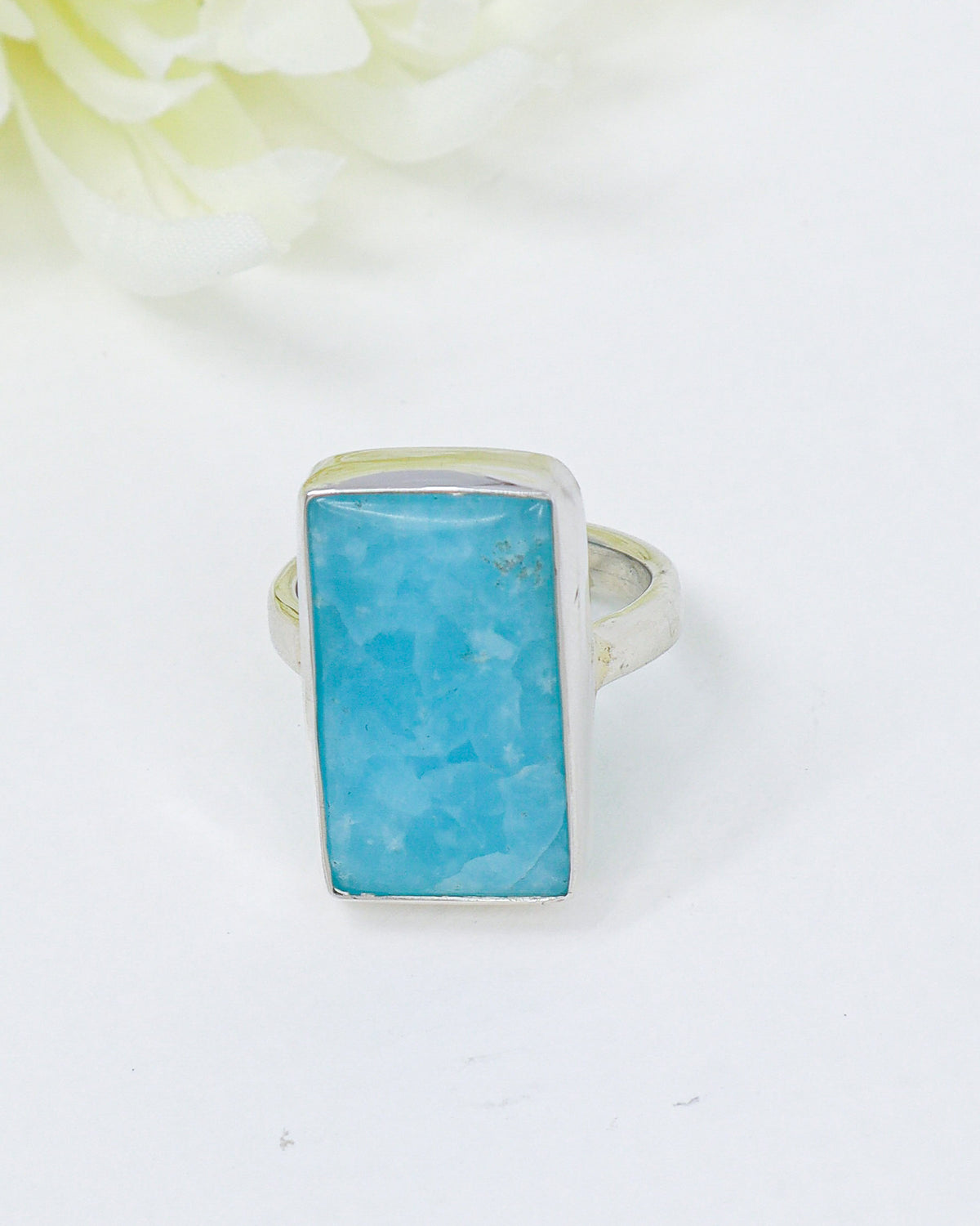 Hemimorphite Sterling Silver Ring – Size 8 | Calm & Communication