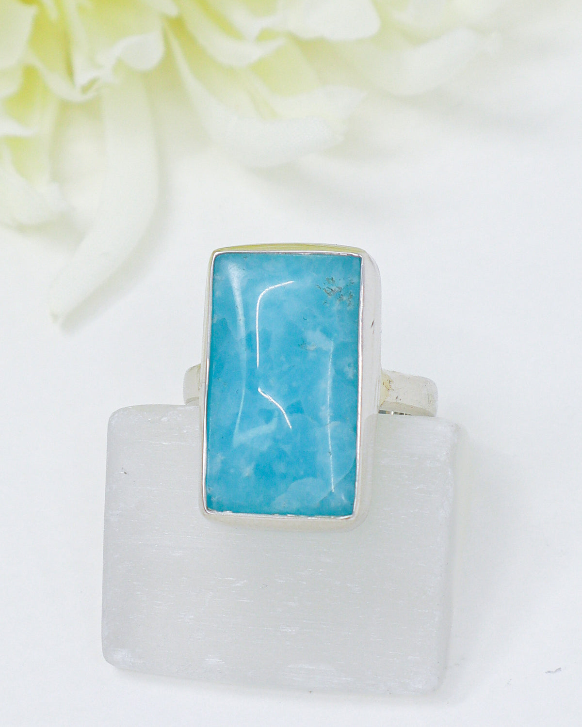Hemimorphite Sterling Silver Ring – Size 8 | Calm & Communication