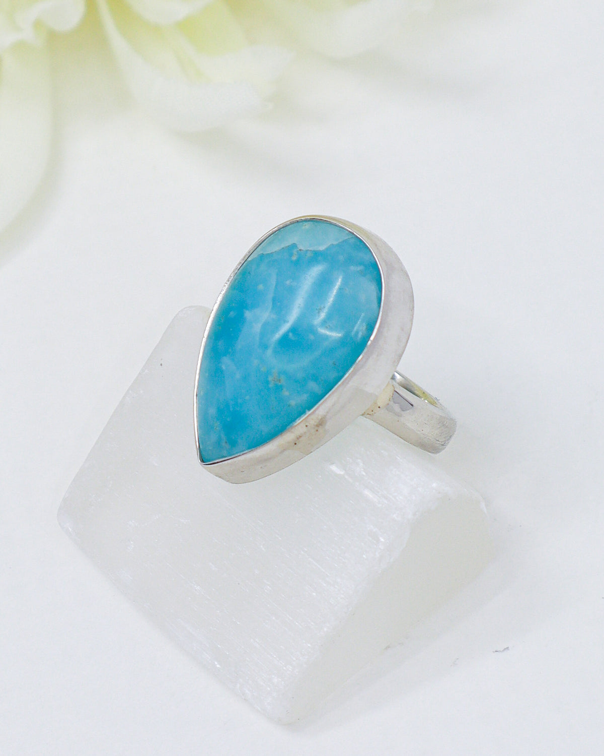 Hemimorphite Sterling Silver Ring Size 9 | Calm & Communication