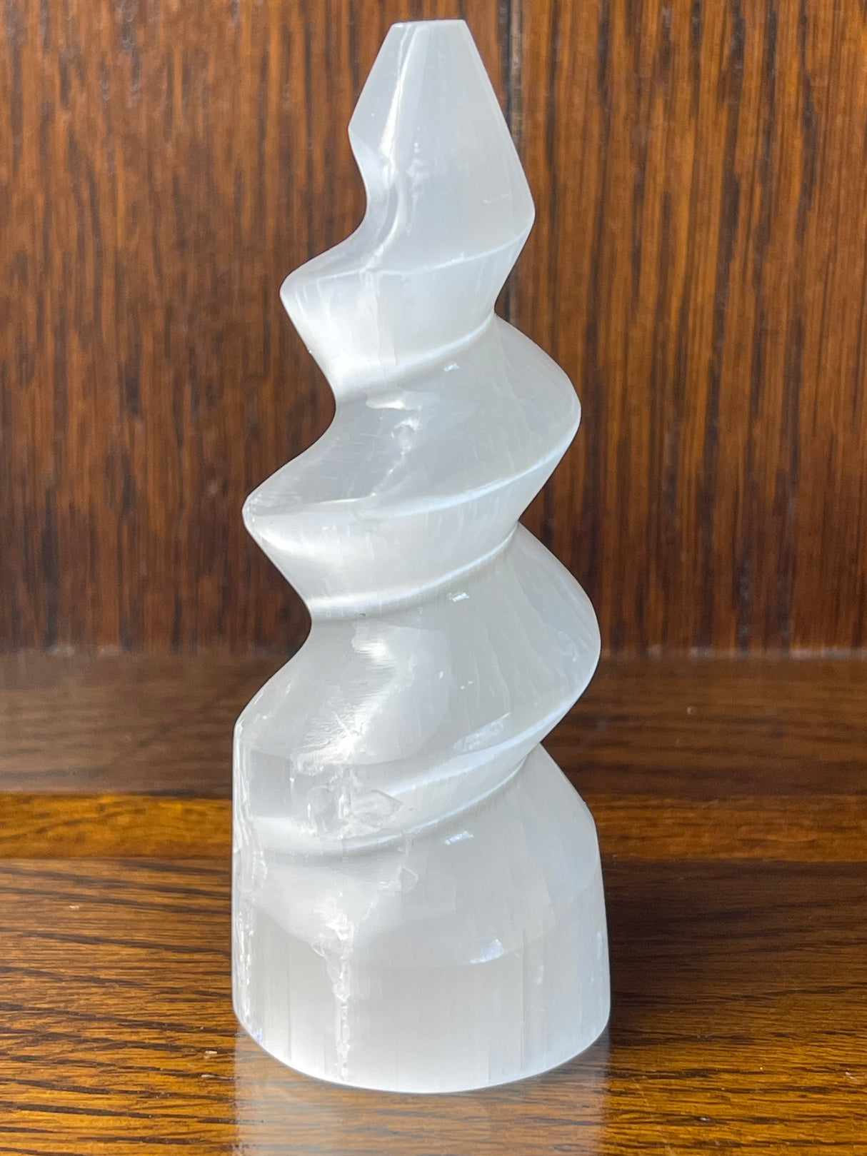 Selenite Spiral Tower 15cm - Spiritual Growth & Meditation