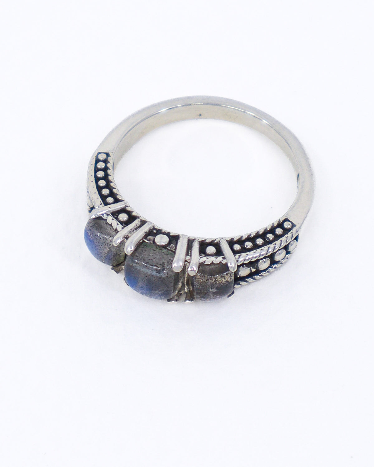 Labradorite Sterling Silver Ring Size 8 – The Mystic Trio | Intuition & Protection