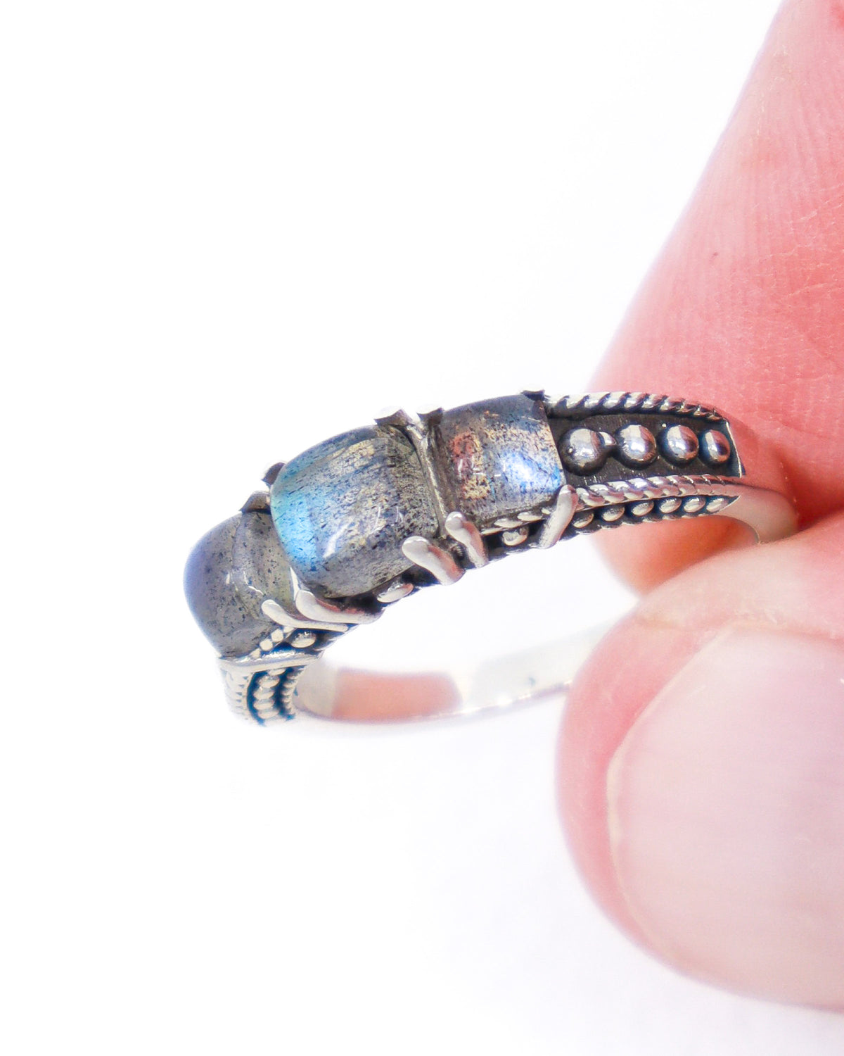 Labradorite Sterling Silver Ring Size 8 – The Mystic Trio | Intuition & Protection