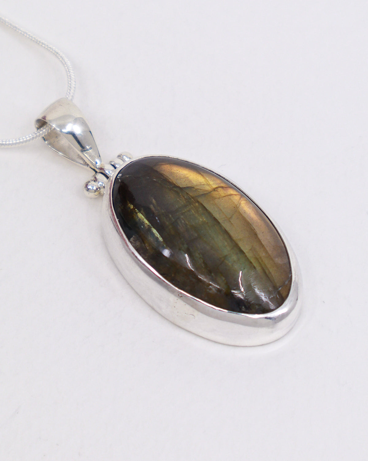 Labradorite Sterling Silver Pendant – The Golden Seer | Intuition & Transformation