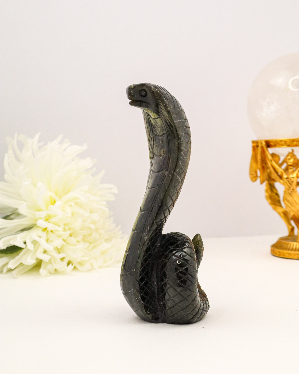 Labradorite Snake Carving | 18cm | 443g | Protection & Transformation