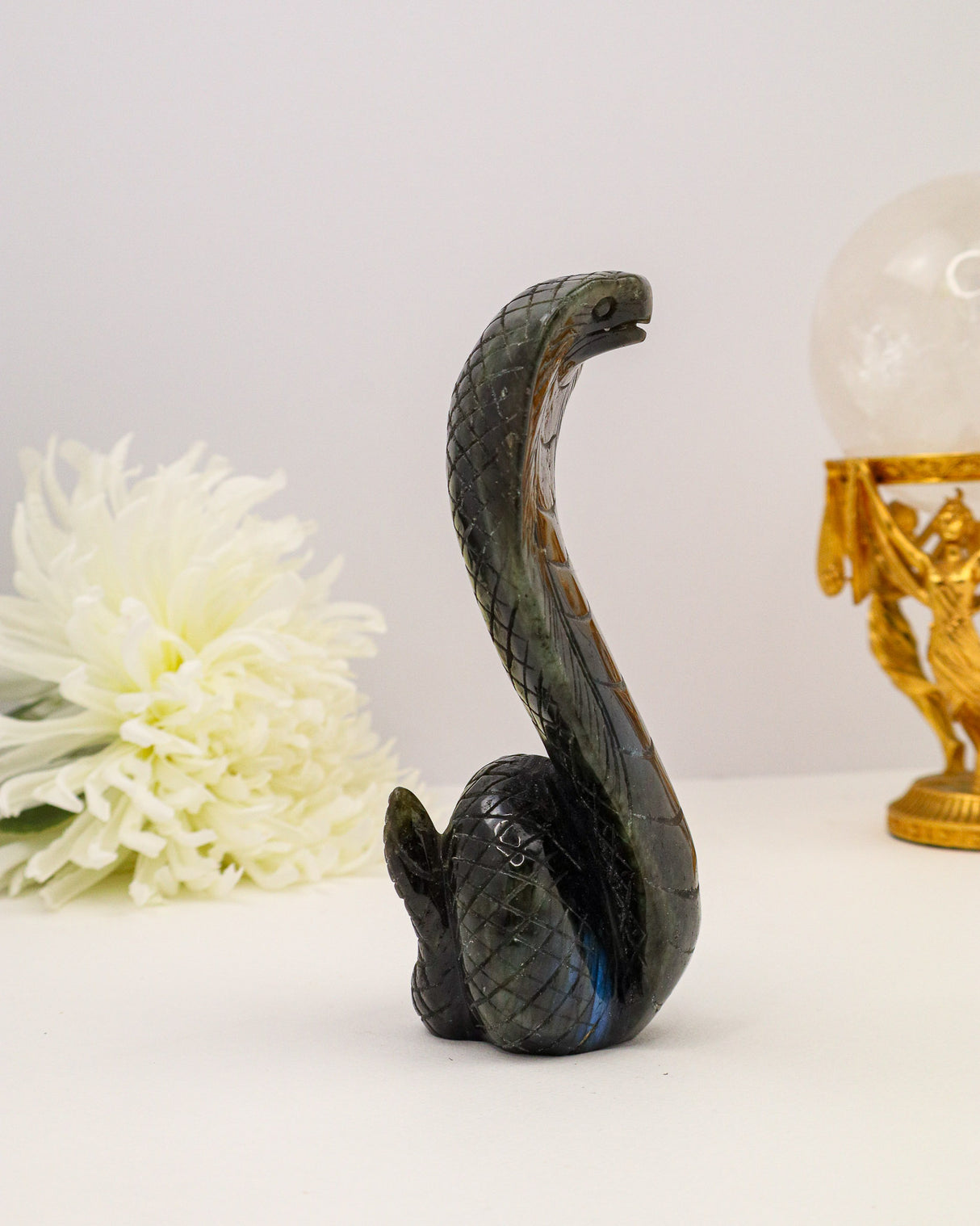 Labradorite Snake Carving | 18cm | 443g | Protection & Transformation