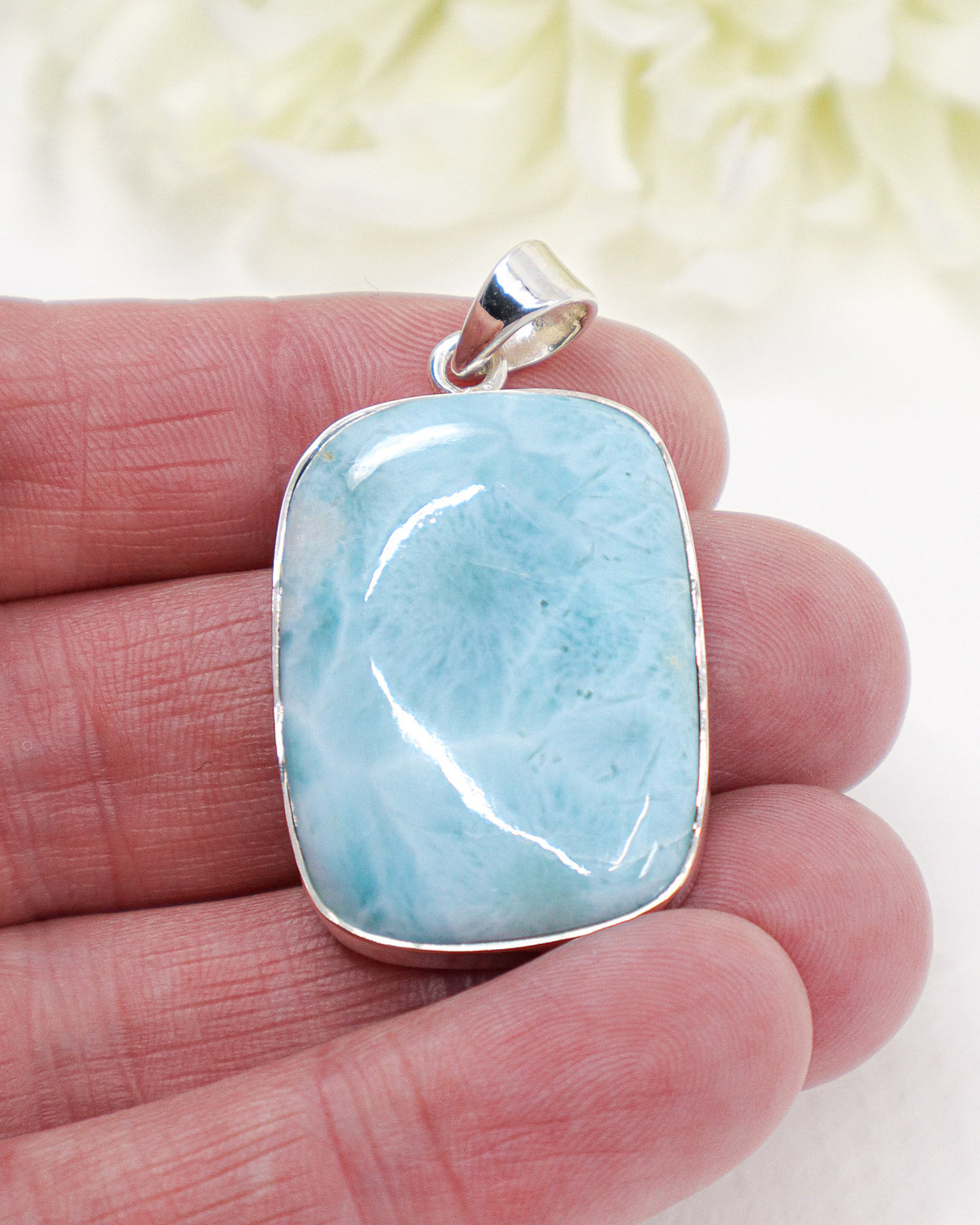 Large Larimar Silver Pendant | Ocean Wisdom & Inner Peace