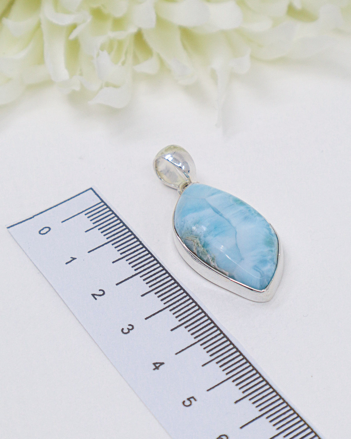 Pear Shaped Larimar Silver Pendant | Ocean Peace & Intuition