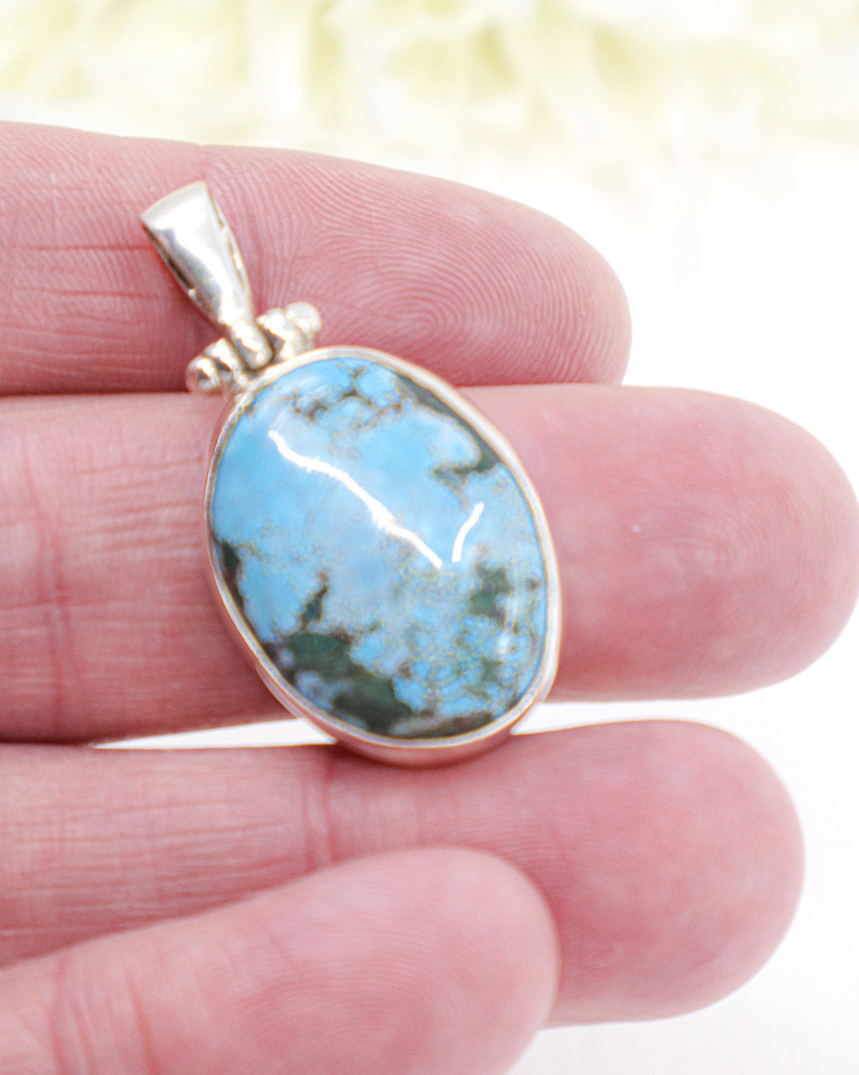 Turquoise Oval Silver Pendant | Protection & Ancient Wisdom
