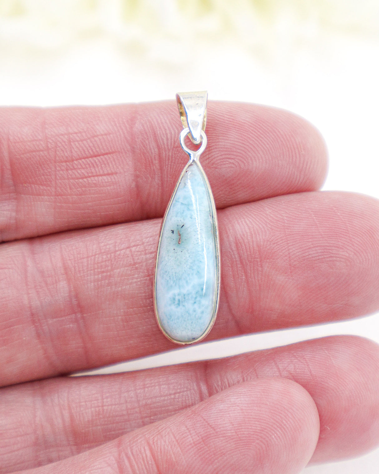 Larimar Teardrop Silver Pendant | Ocean Calm & Feminine Energy