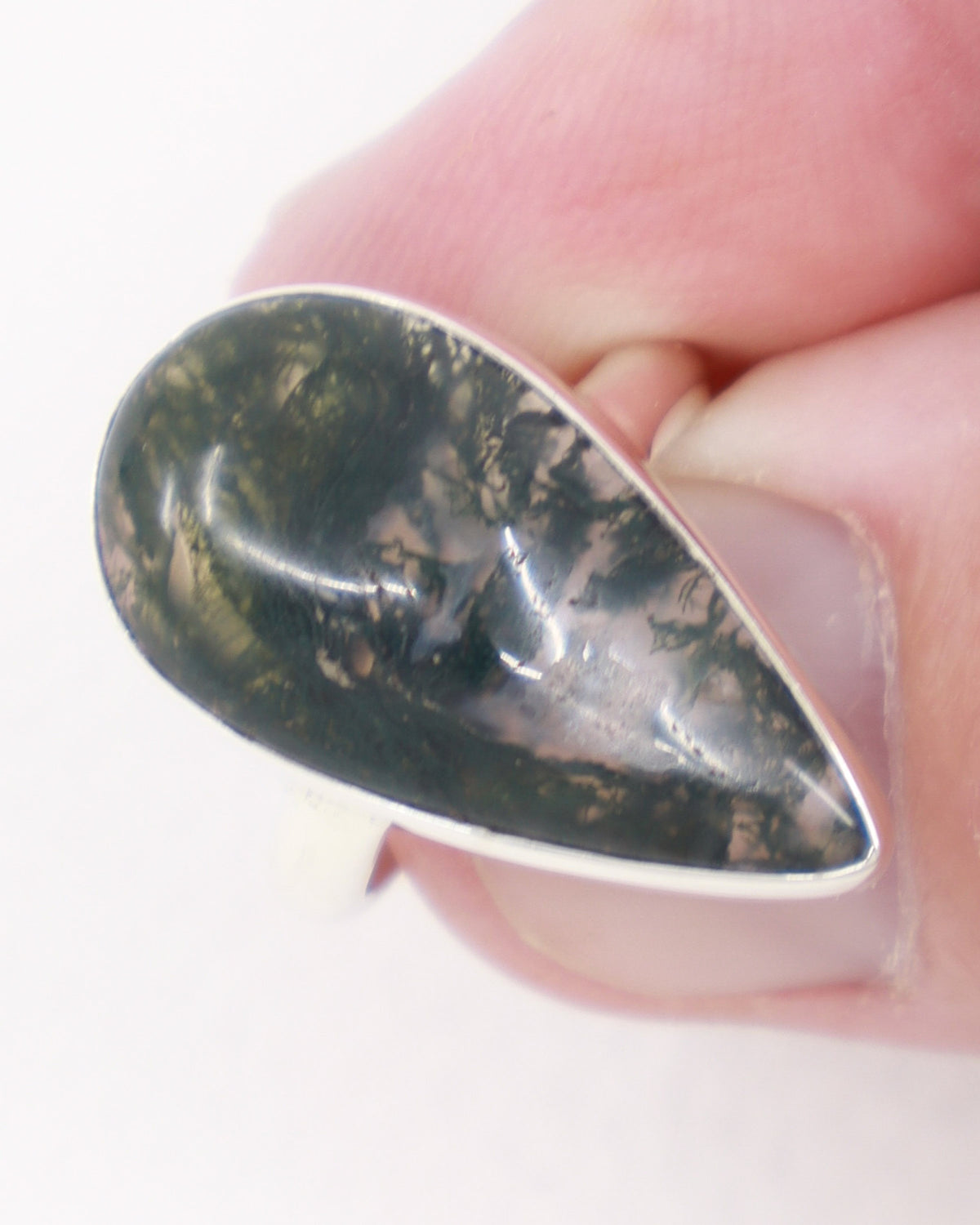 Moss Agate Sterling Silver Ring Size 7 – The Secret Forest | Growth & Abundance