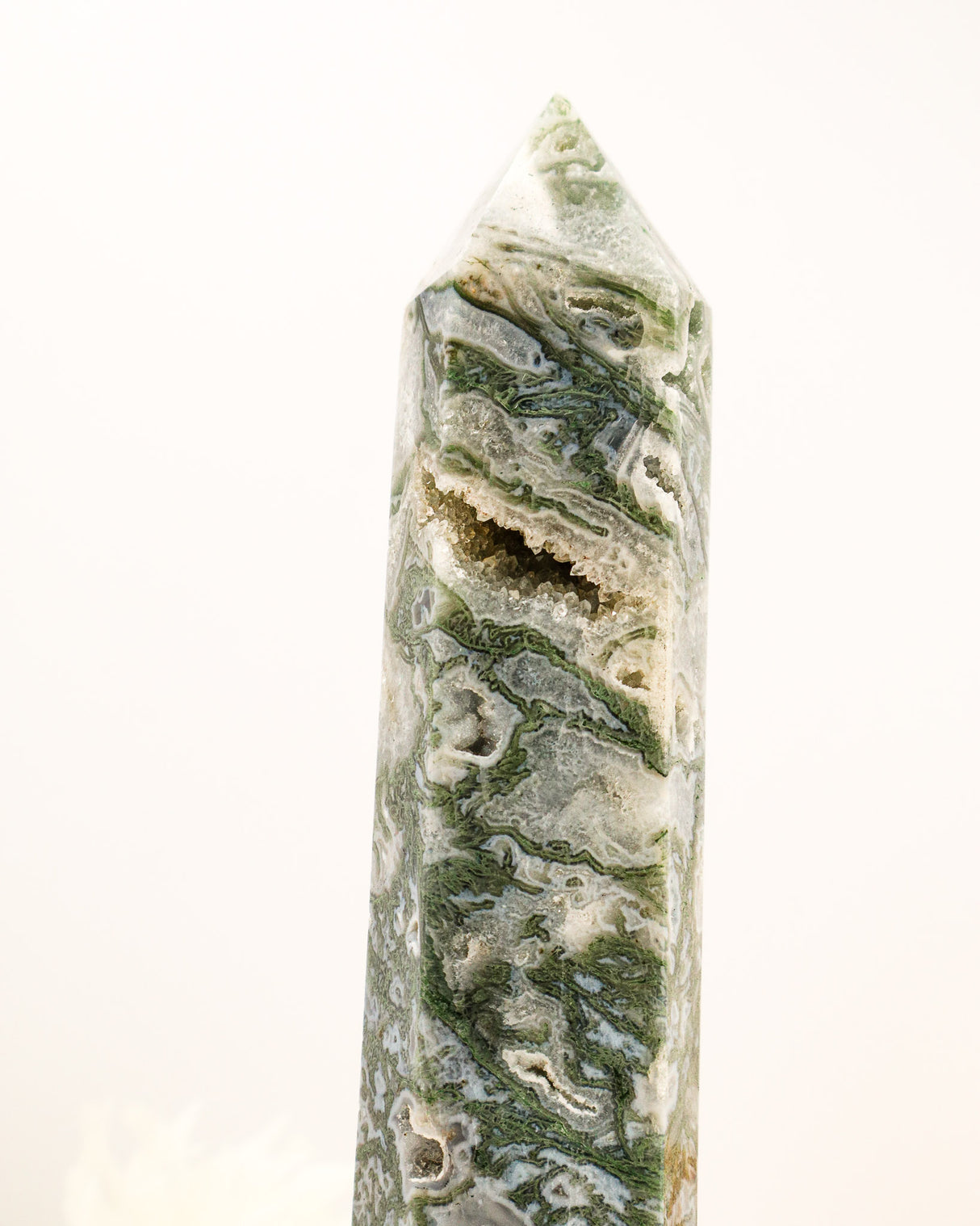 Moss Agate Druzy Tower | 28cm | 1.45kg | Growth & Abundance