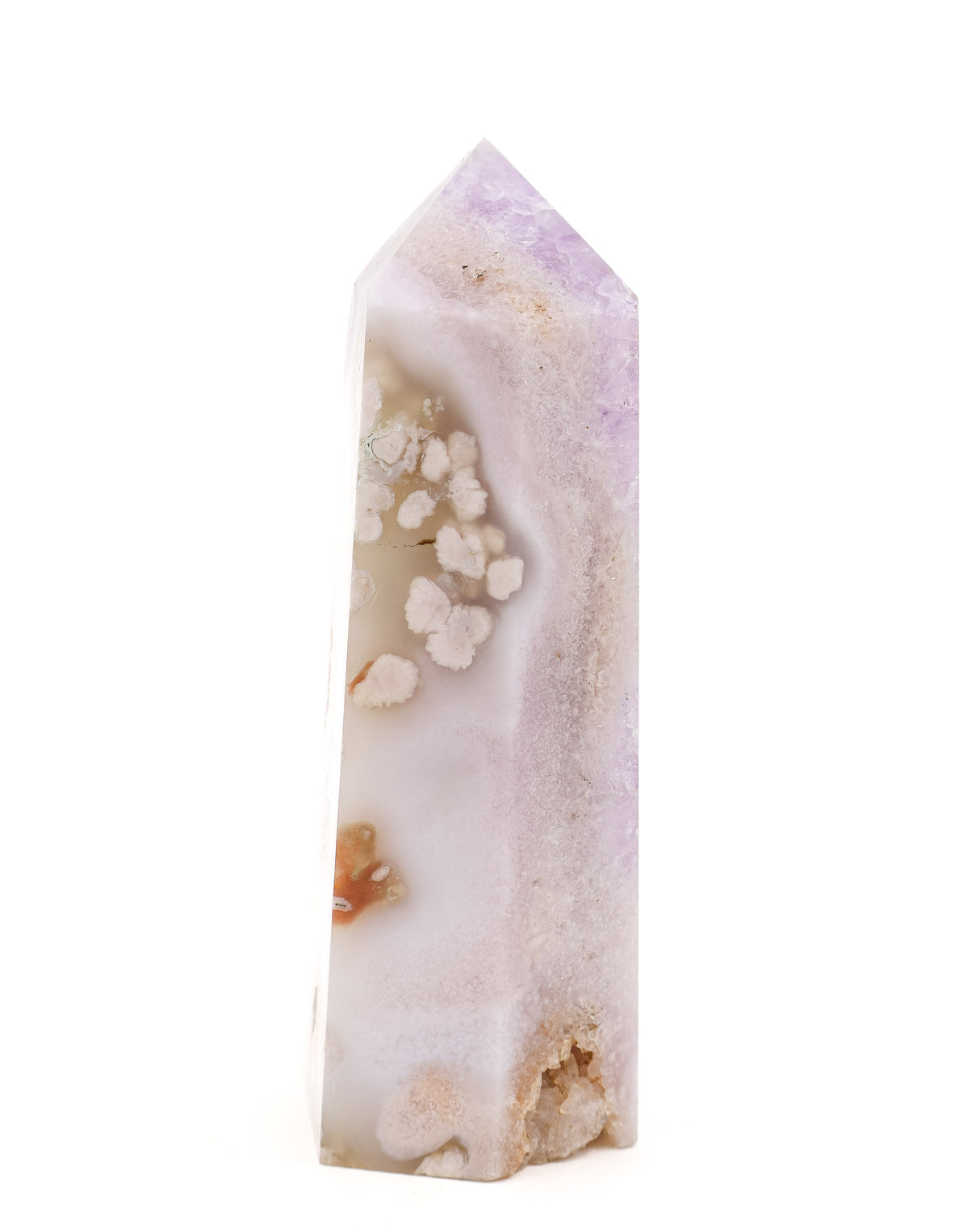 Pink Amethyst Blossom Garden Tower with Flower Agate & Druzy Caves – 728g