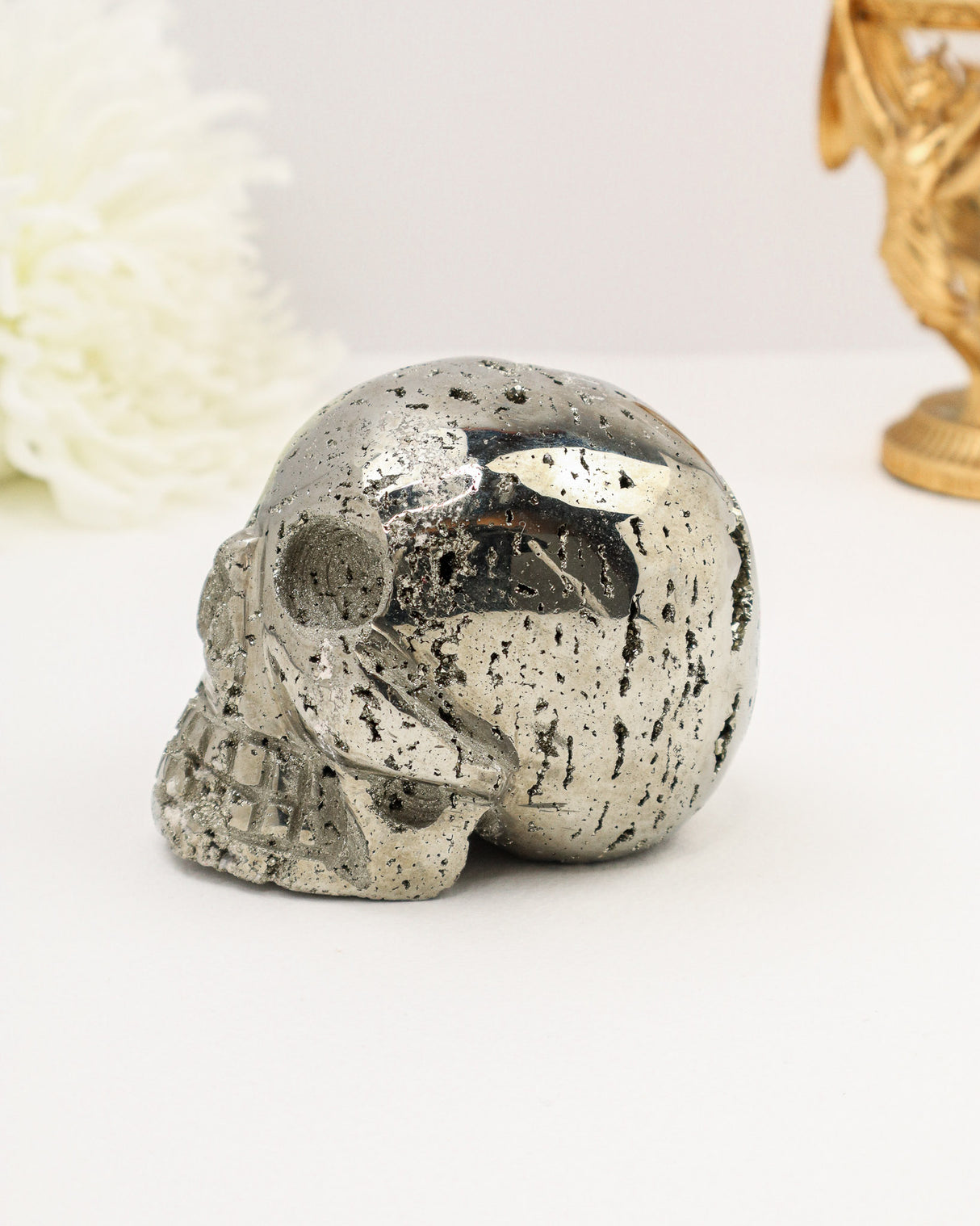 Pyrite Skull Carving #4 | 1.256kg | Protection & Energy