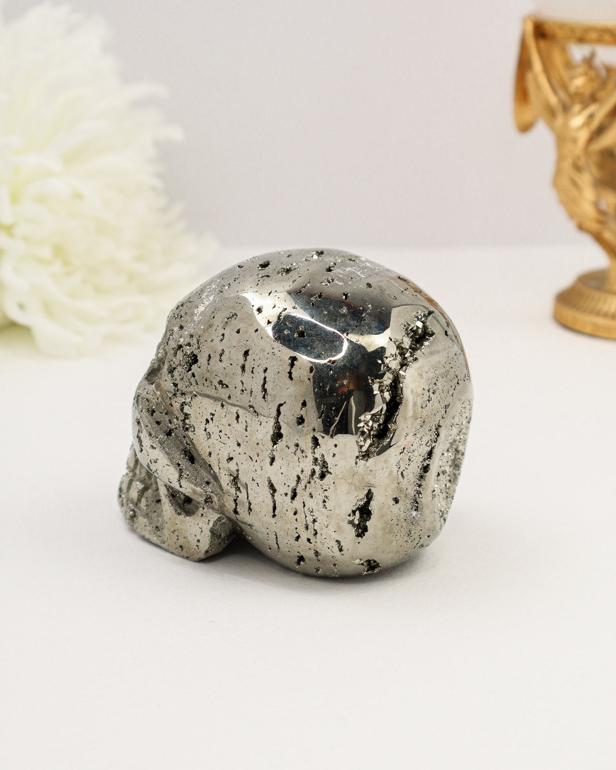 Pyrite Skull Carving #4 | 1.256kg | Protection & Energy