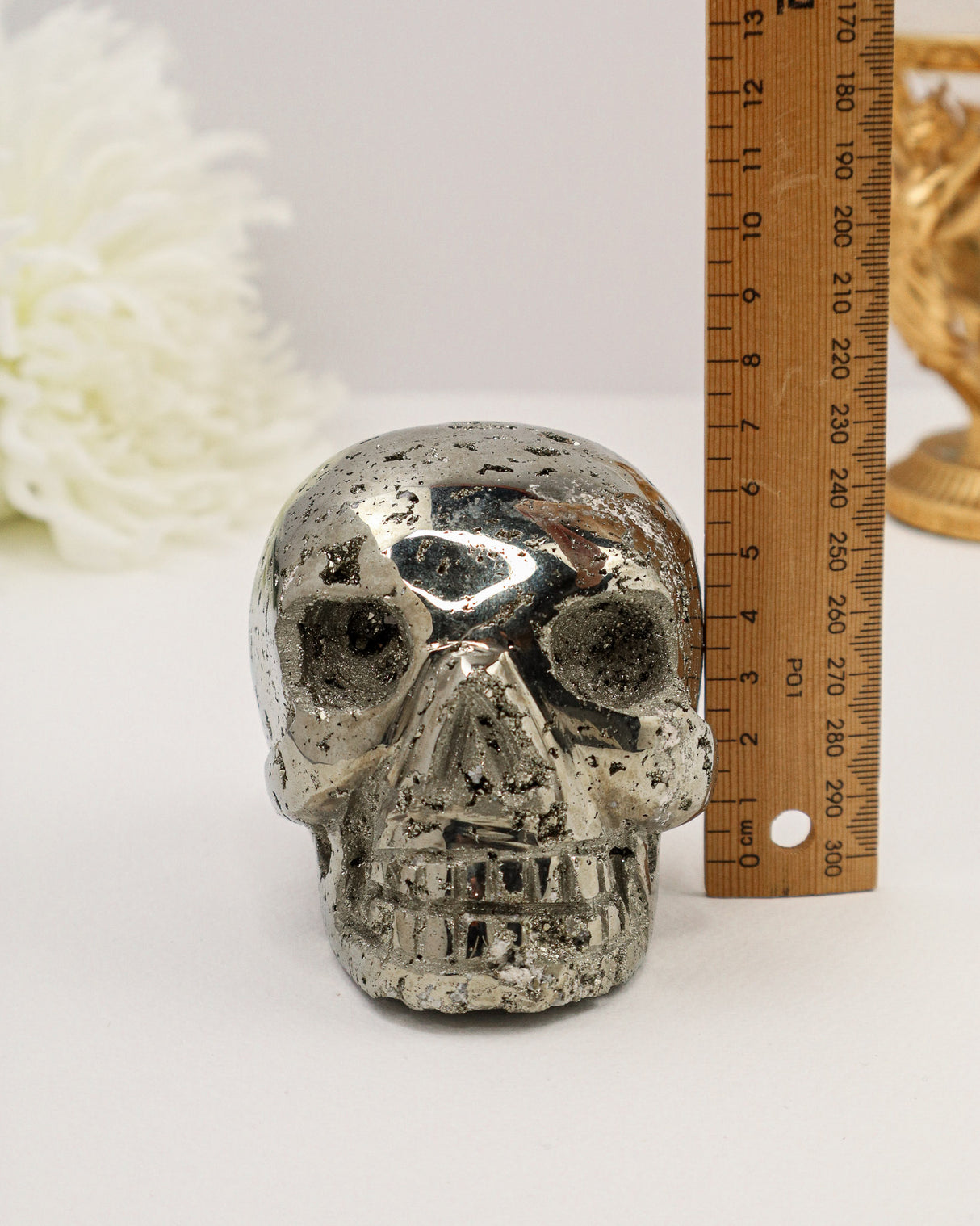 Pyrite Skull Carving #4 | 1.256kg | Protection & Energy