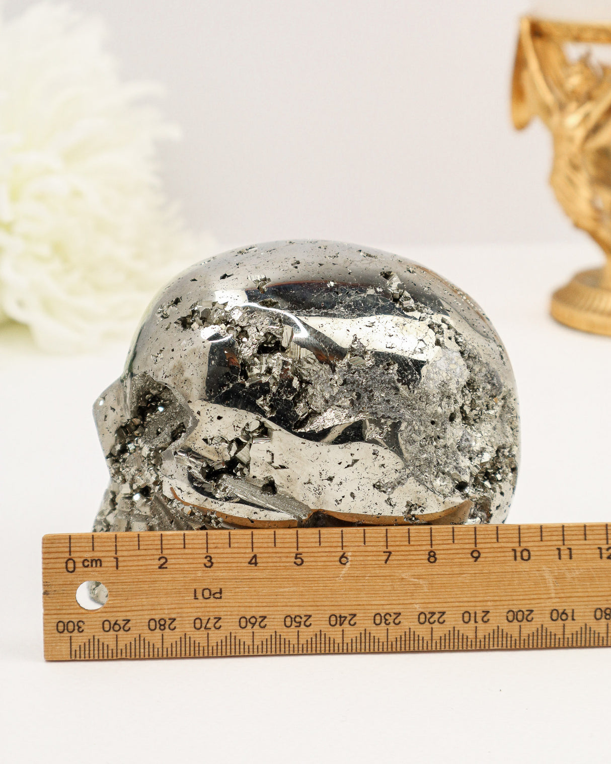 Pyrite Skull Carving #1 | 1.64kg Large Statement Piece | Protection, Wealth & Power Energy