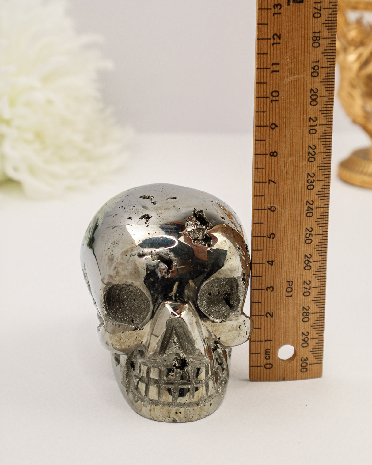 Pyrite Skull Carving #8 | 1.124kg | Protection & Abundance