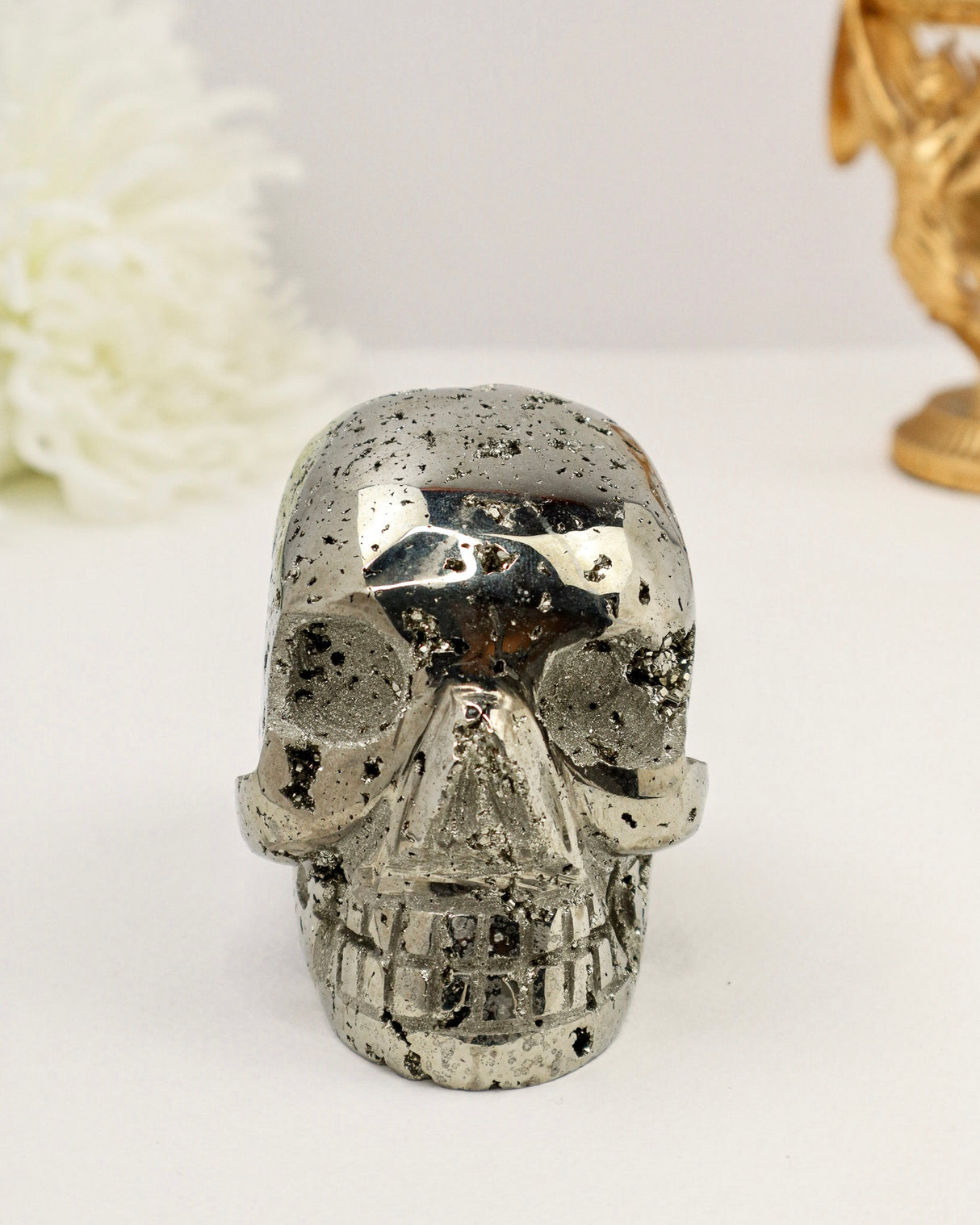 Pyrite Skull Carving #2 | 1.34kg | Protection & Manifestation