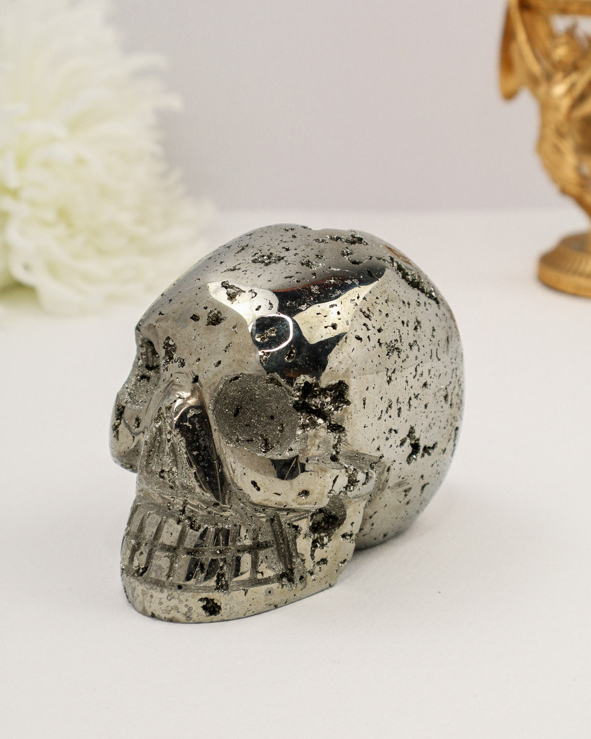 Pyrite Skull Carving #2 | 1.34kg | Protection & Manifestation