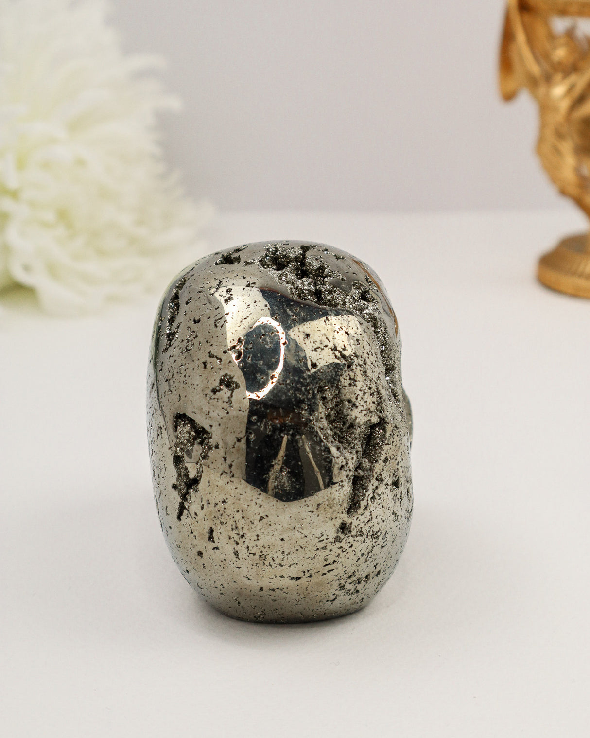 Pyrite Skull Carving #2 | 1.34kg | Protection & Manifestation