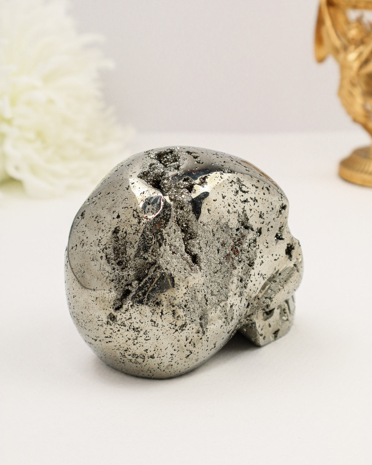 Pyrite Skull Carving #2 | 1.34kg | Protection & Manifestation