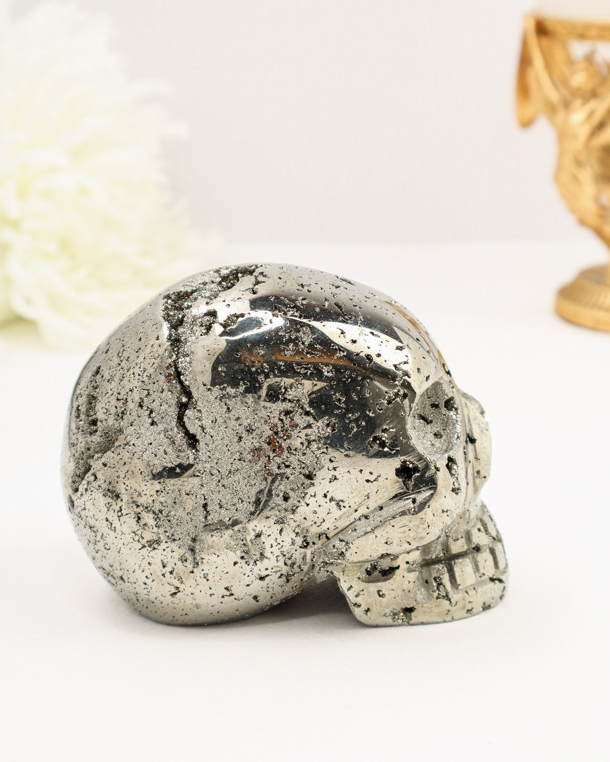 Pyrite Skull Carving #2 | 1.34kg | Protection & Manifestation