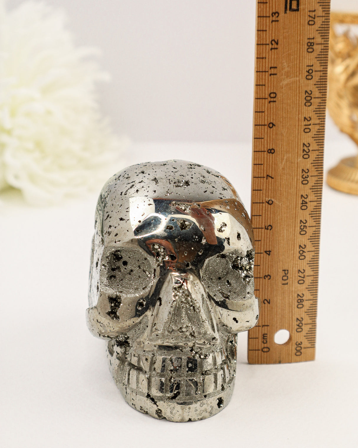 Pyrite Skull Carving #2 | 1.34kg | Protection & Manifestation