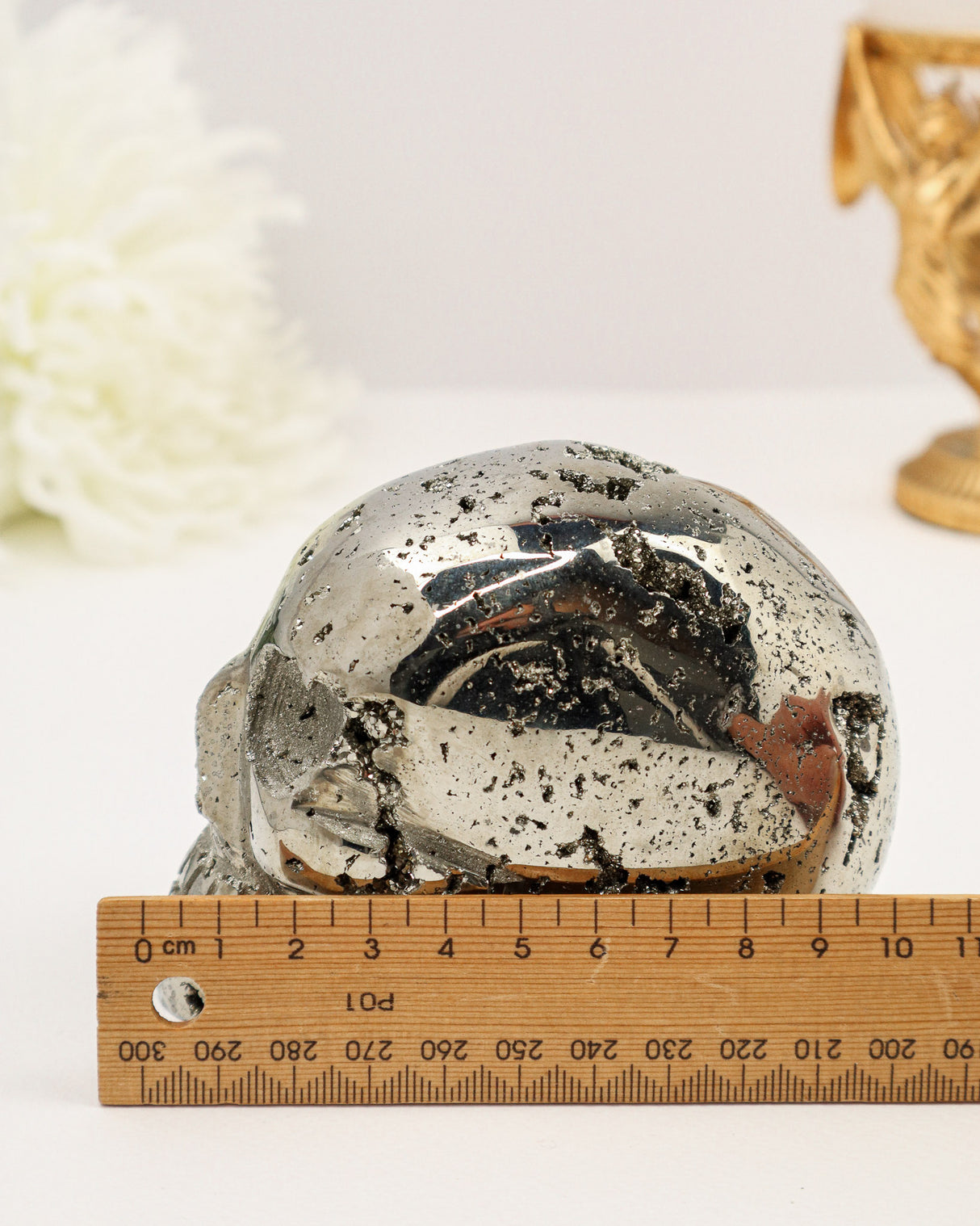 Pyrite Skull Carving #2 | 1.34kg | Protection & Manifestation