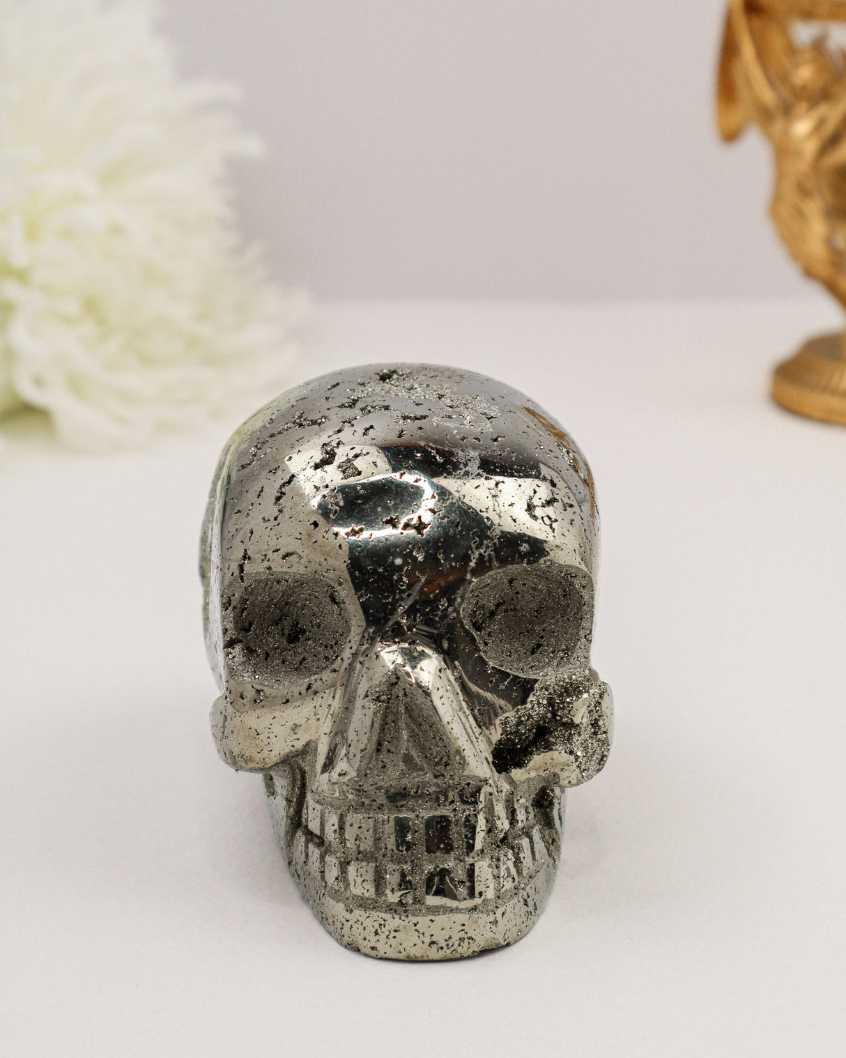 Pyrite Skull Carving #5 | 8.5cm | 1.363kg | Protection & Abundance