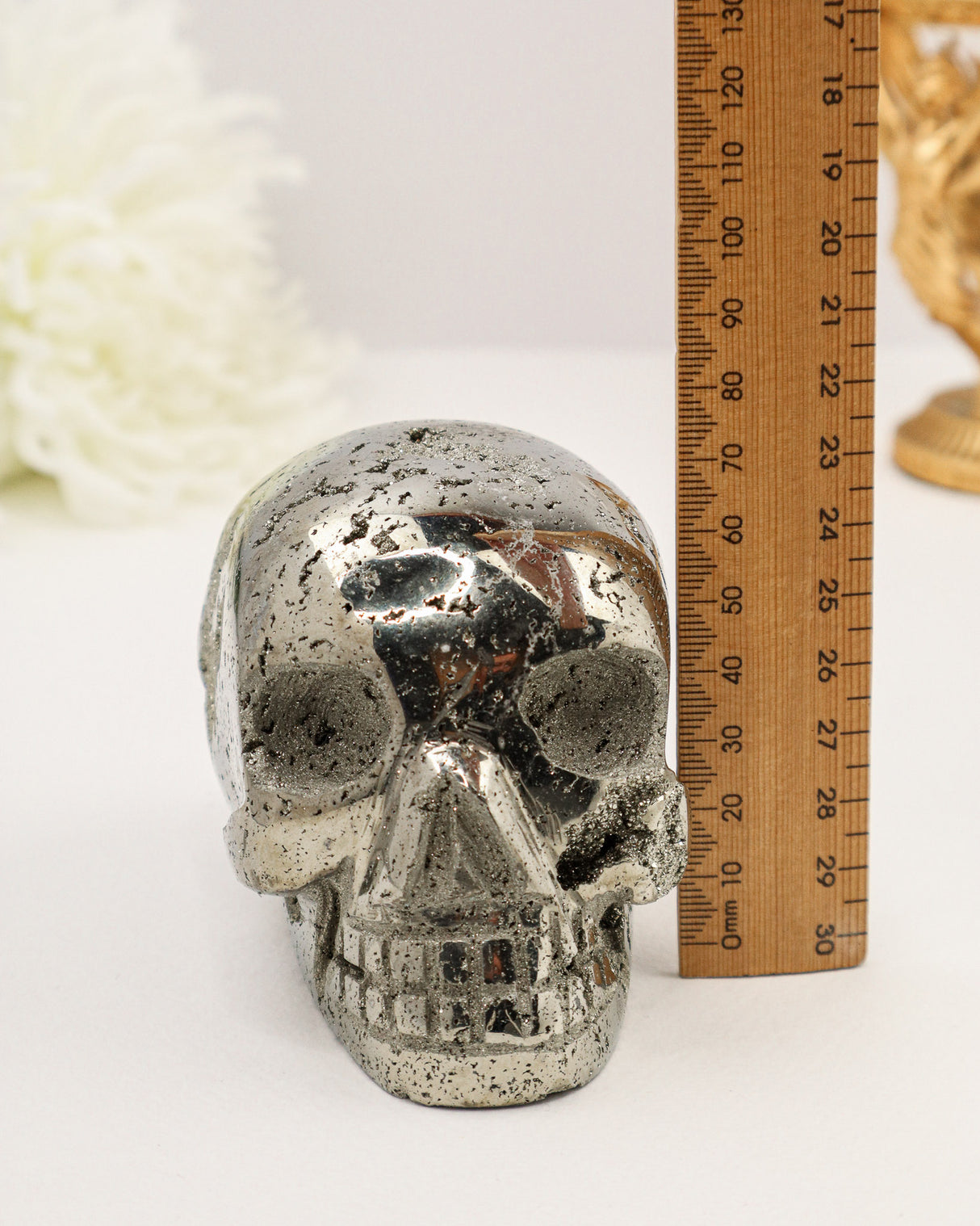 Pyrite Skull Carving #5 | 8.5cm | 1.363kg | Protection & Abundance