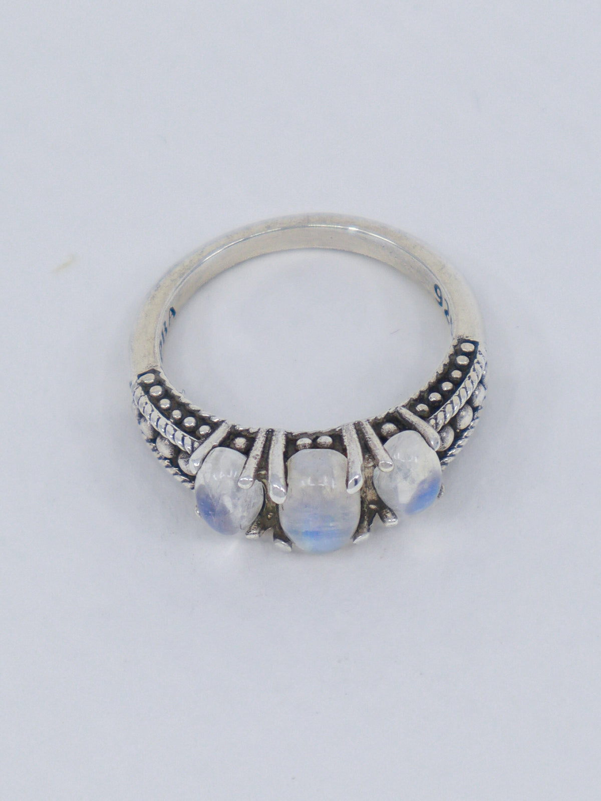 Rainbow Moonstone Sterling Silver Ring Size 8 – The Lunar Trinity | Intuition & New Beginnings