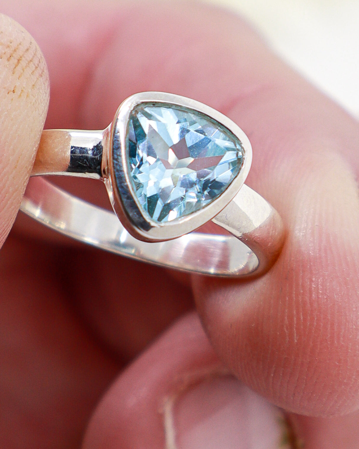 Blue Topaz “Celestial Waters” Sterling Silver Ring – Size 8