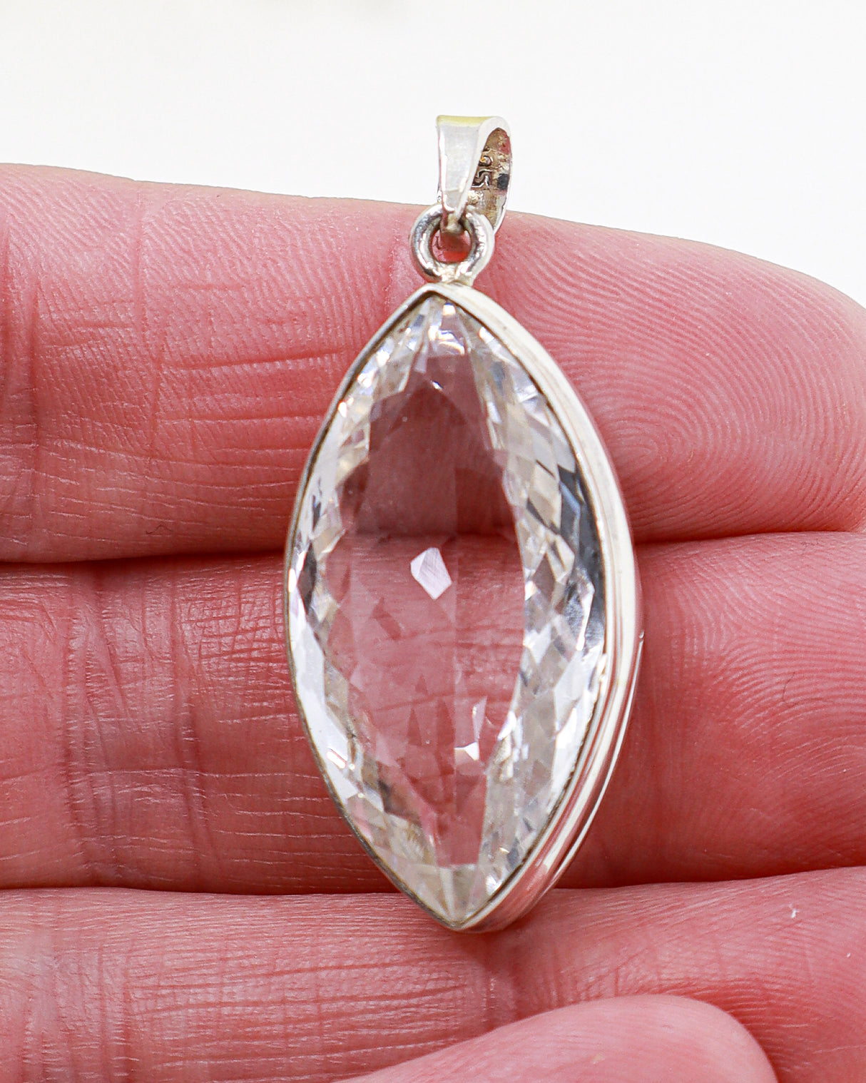 Natural faceted Clear Quartz Divine Light .925 sterling silver pendant with snake chain – Inspired By 3 Australia