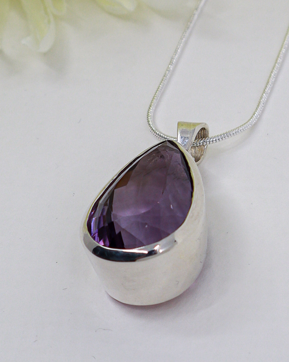 Amethyst “Violet Temple” Large Sterling Silver Pendant