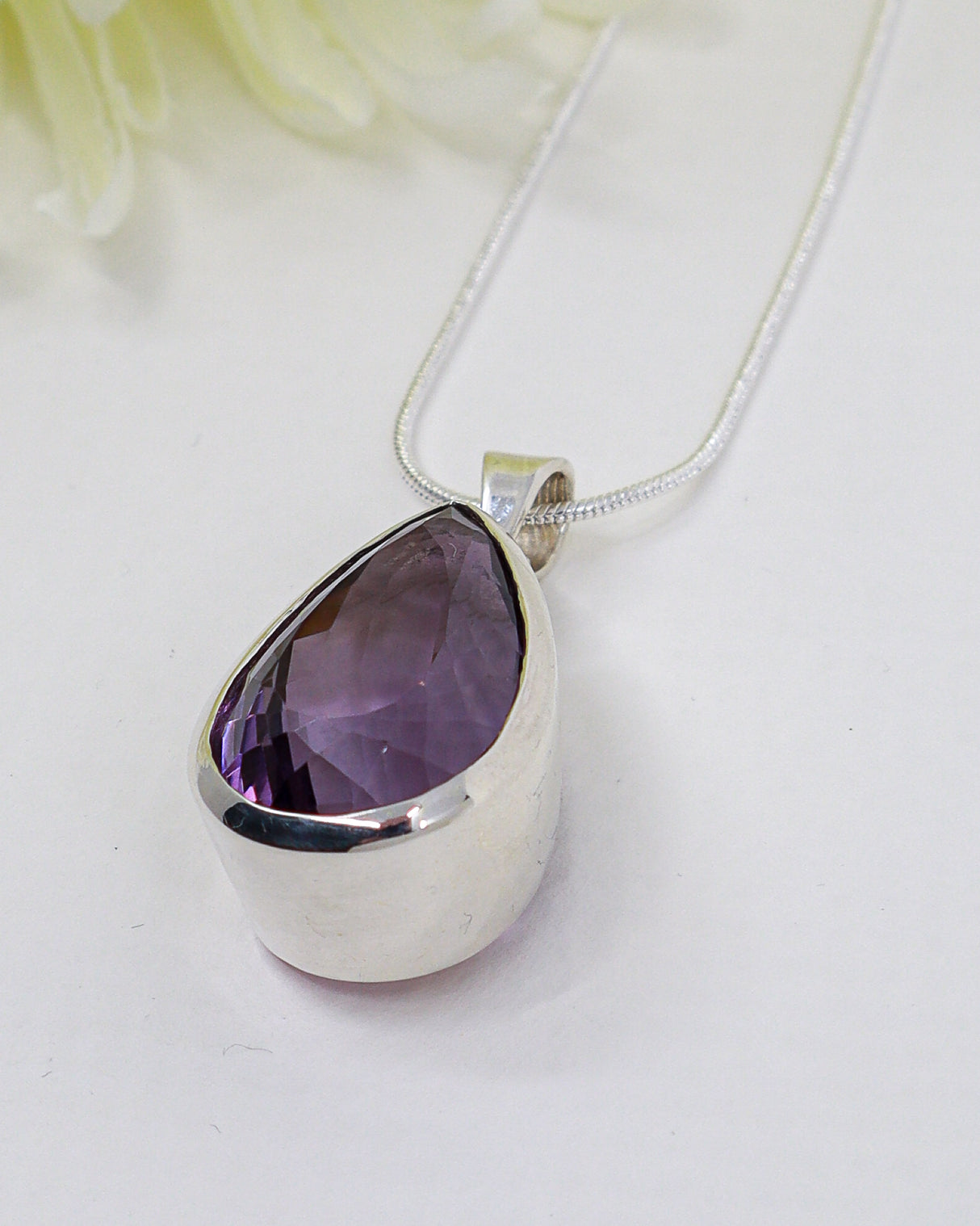 Amethyst “Violet Temple” Large Sterling Silver Pendant