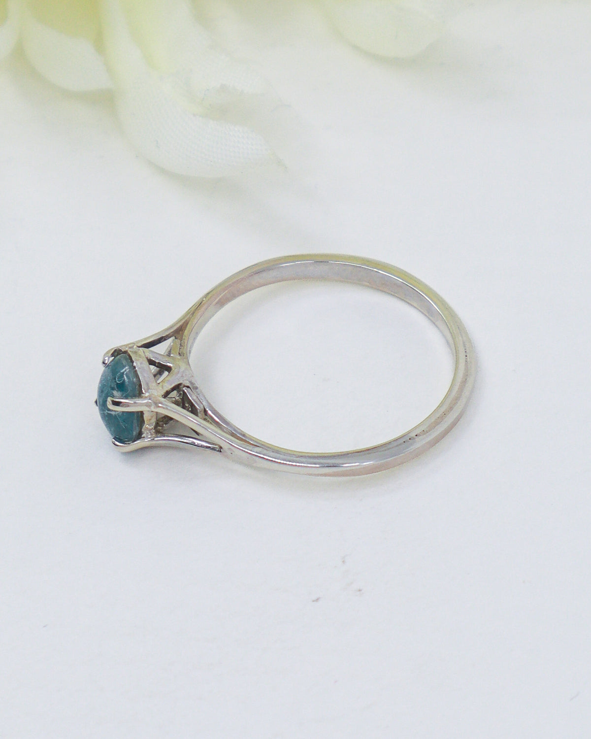 Blue Tourmaline Sterling Silver Ring – Voice of Intuition | Size 8