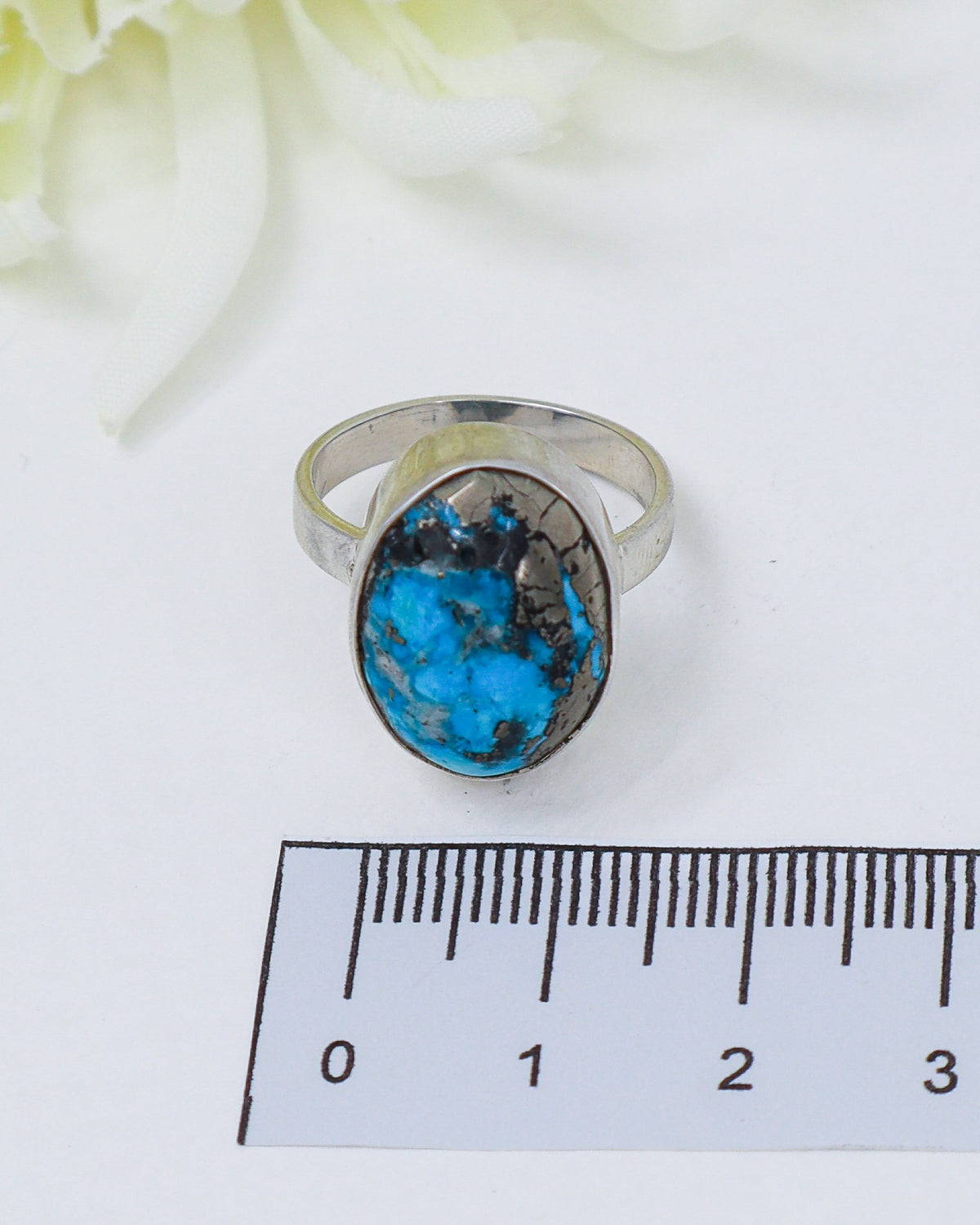 Turquoise Silver Ring Size 8 | The Sky Guardian | Protection & Wisdom