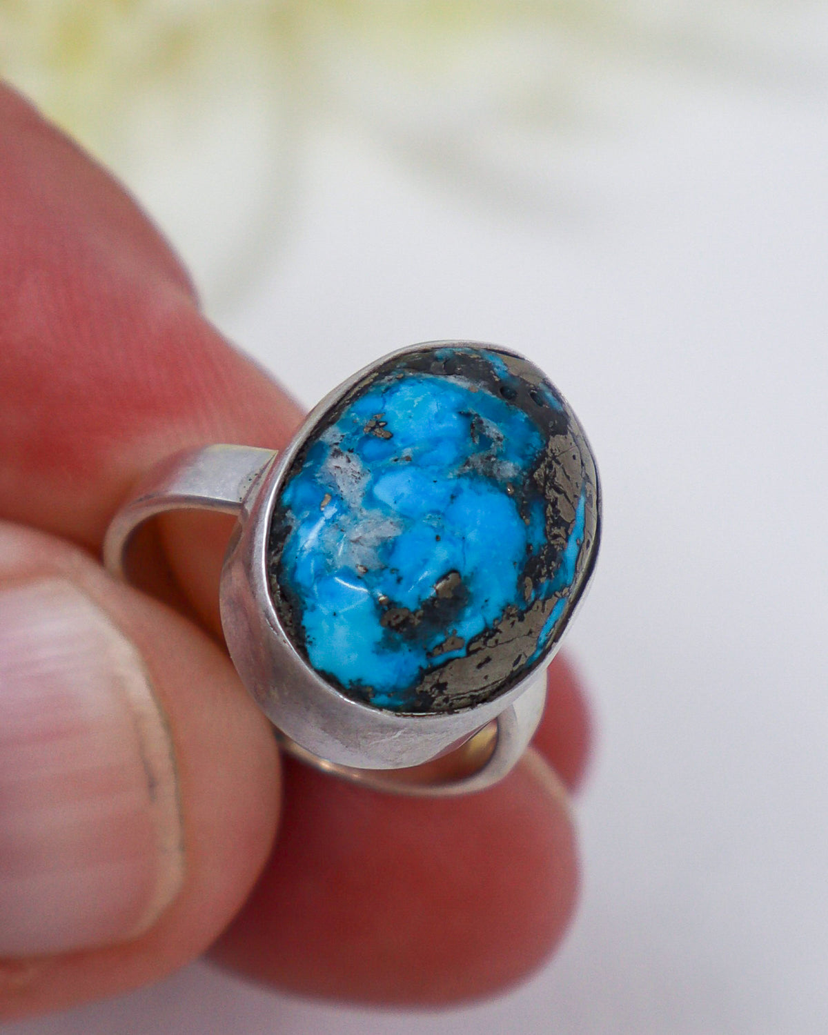 Turquoise Silver Ring Size 8 | The Sky Guardian | Protection & Wisdom