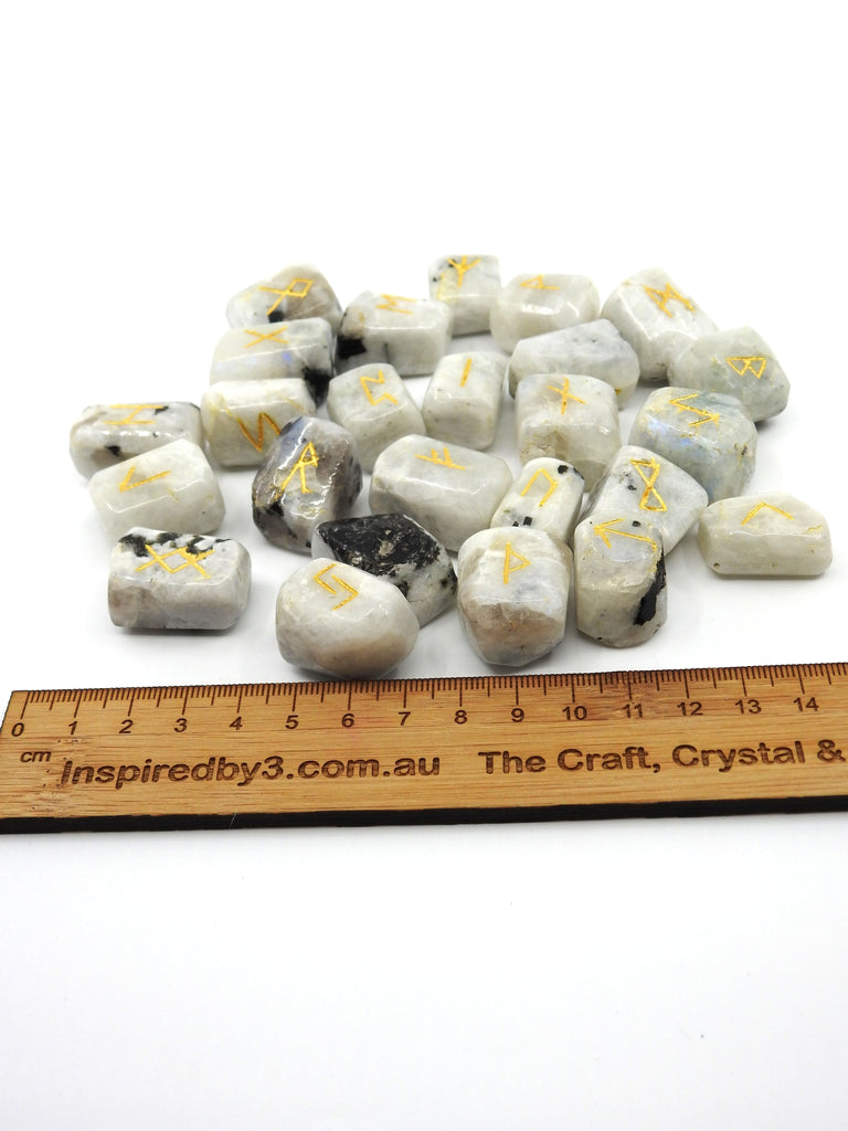 Moonstone Rainbow Runes with Bag - Inner Peace & Guidance Inspired By 3 Australia