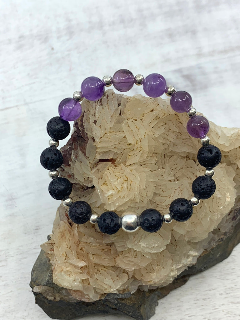 Amethyst & Lava Stone Diffuser Bracelet - Intuition. Meditation