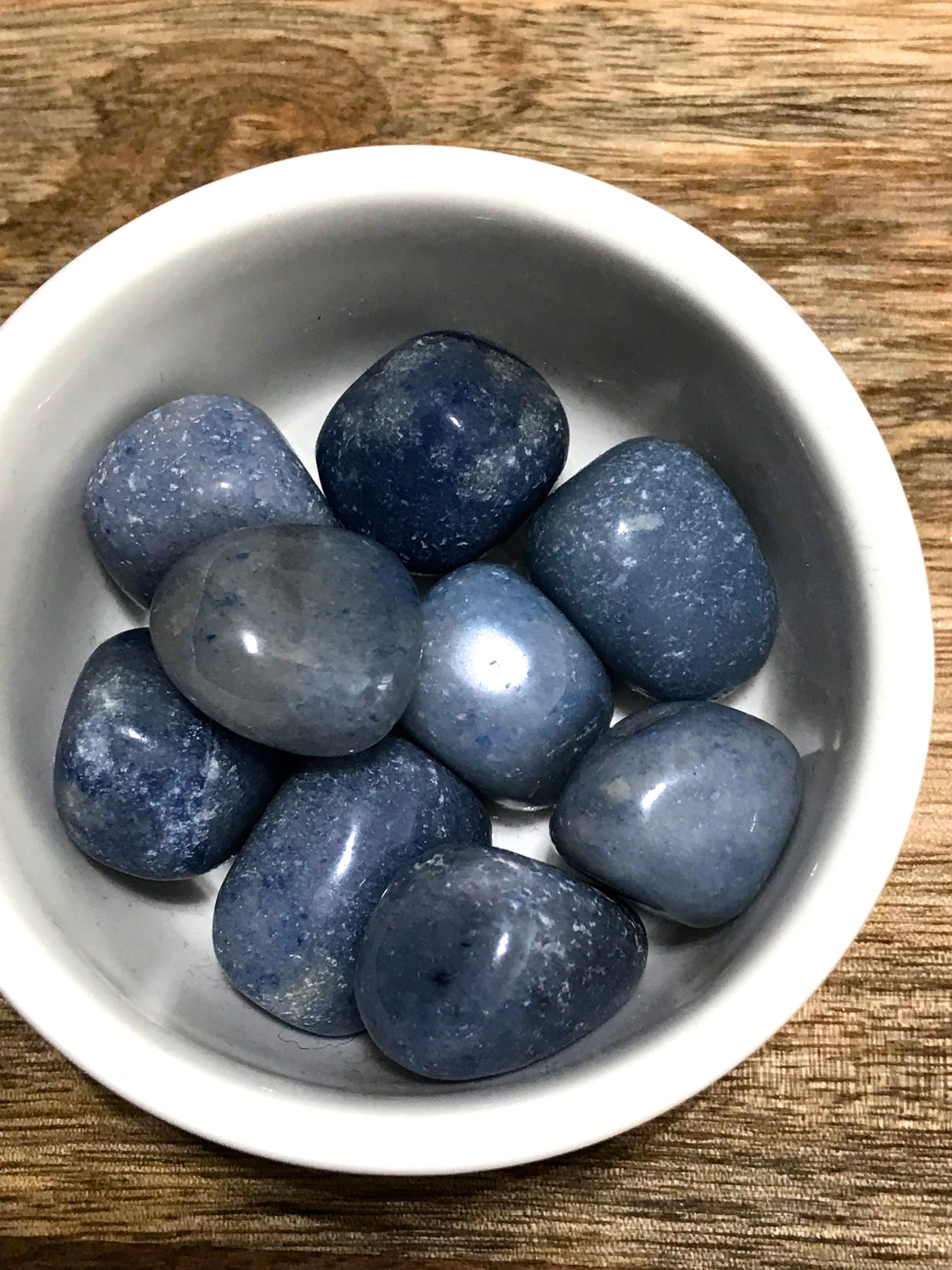 Blue Quartz tumbled stone in soft sky-blue tones — crystal of calm, focus, and spiritual clarity.