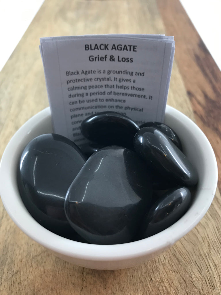 Black Agate Tumble  - Bereavement. Peace. Anxiety.