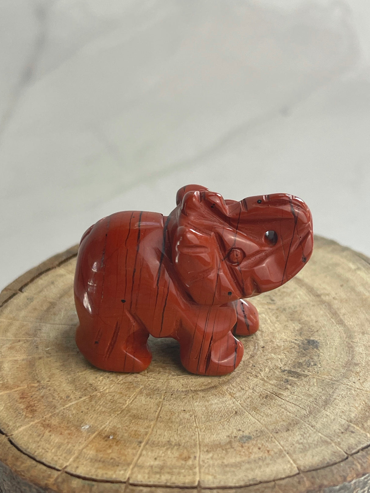 Red Jasper - Elephant Carving