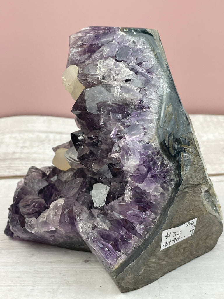 Amethyst Cluster with Calcite Inclusions 1187g #6 - Protection. Intuition. Healing.