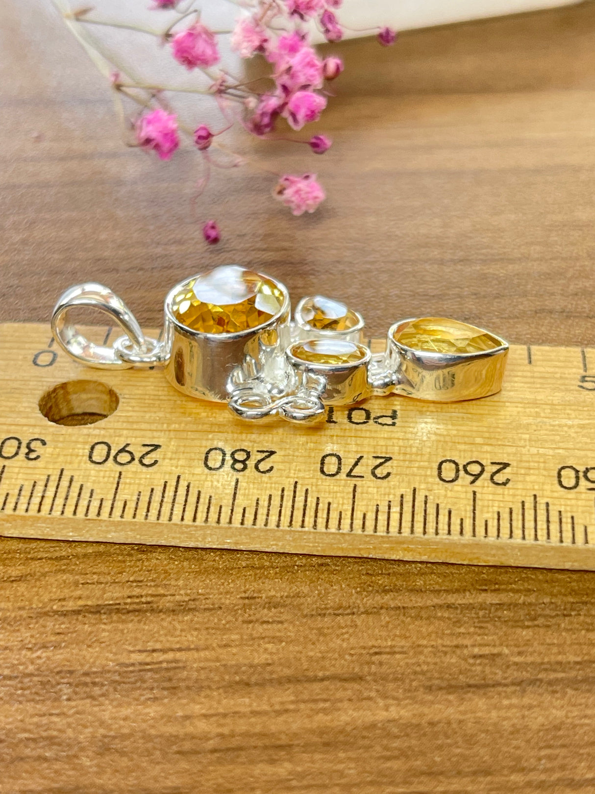 Citrine Silver Pendant & Silver Chain - Manifestation. Balance.