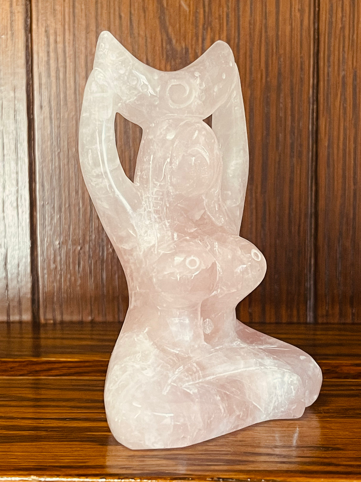 Rose Quartz Goddess Carving 262g - 10.5cm - Love. Peace. Altar.