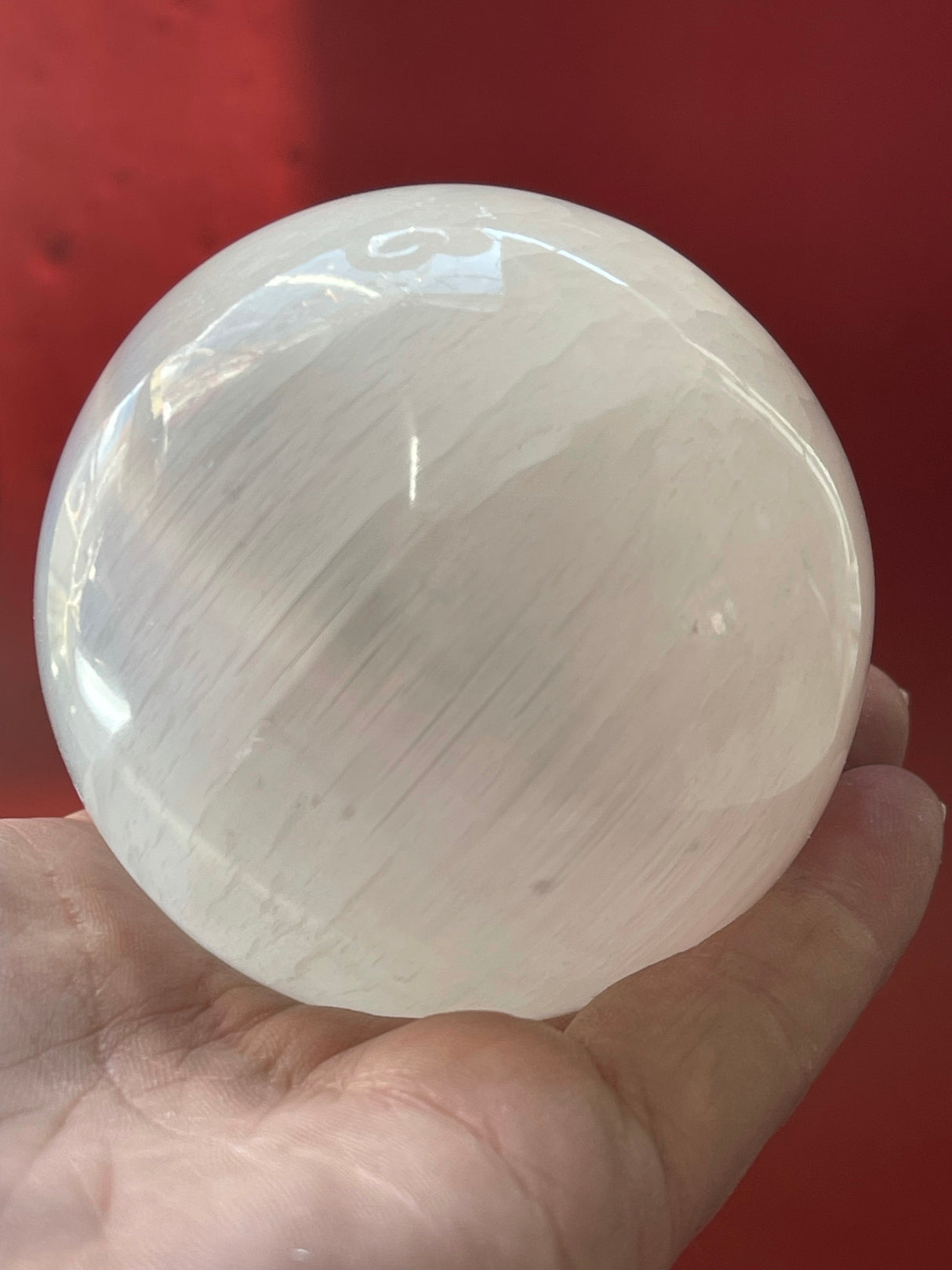 Selenite Sphere 8cm - "I am at one with myself, the Earth, and the Universe."