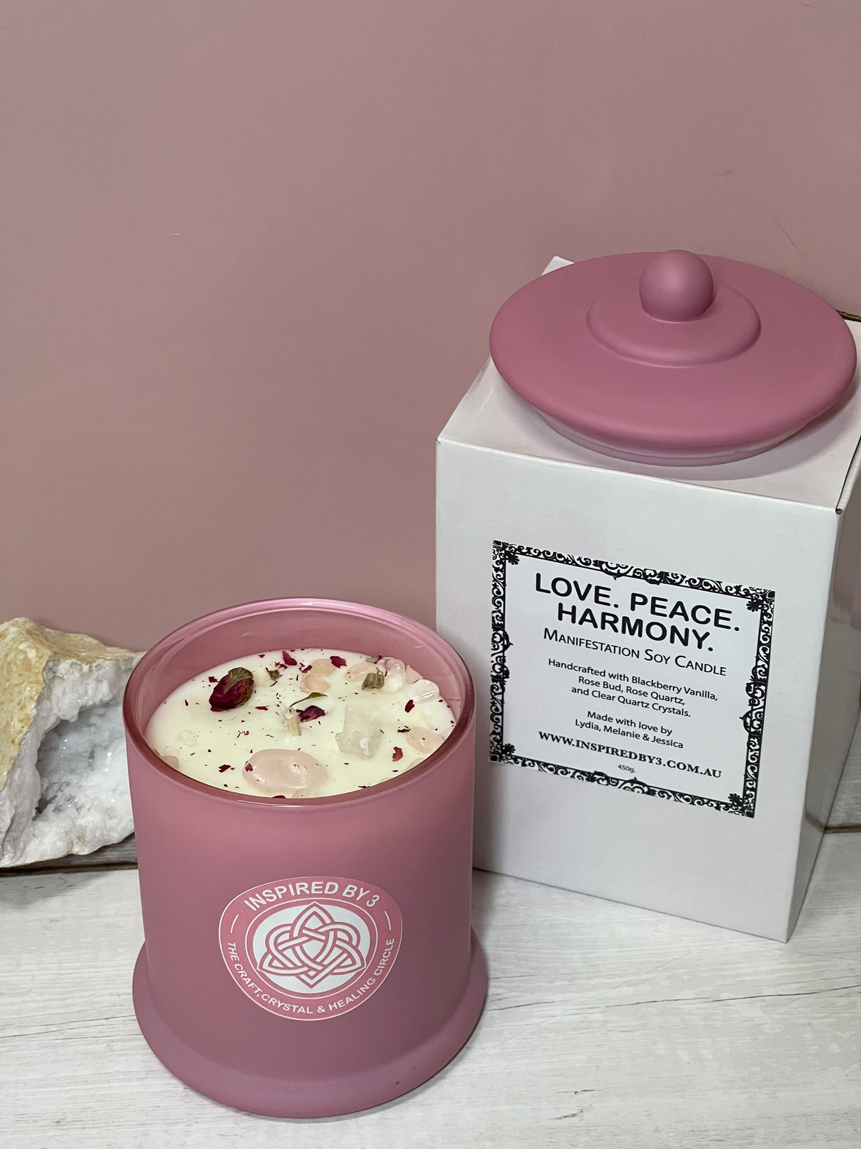 Manifestation Candle Large - Love. Peace. Harmony. Blackberry Vanilla