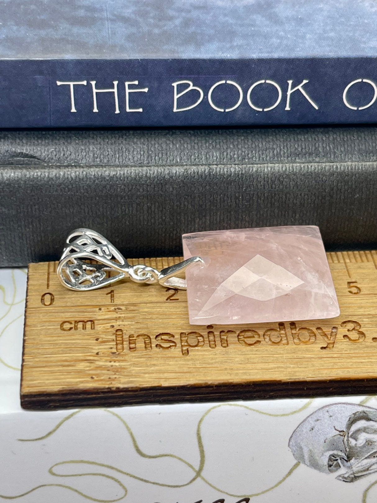 Rose Quartz Checker Cut Pendant & Chain - "I radiate love, beauty, confidence, and grace."